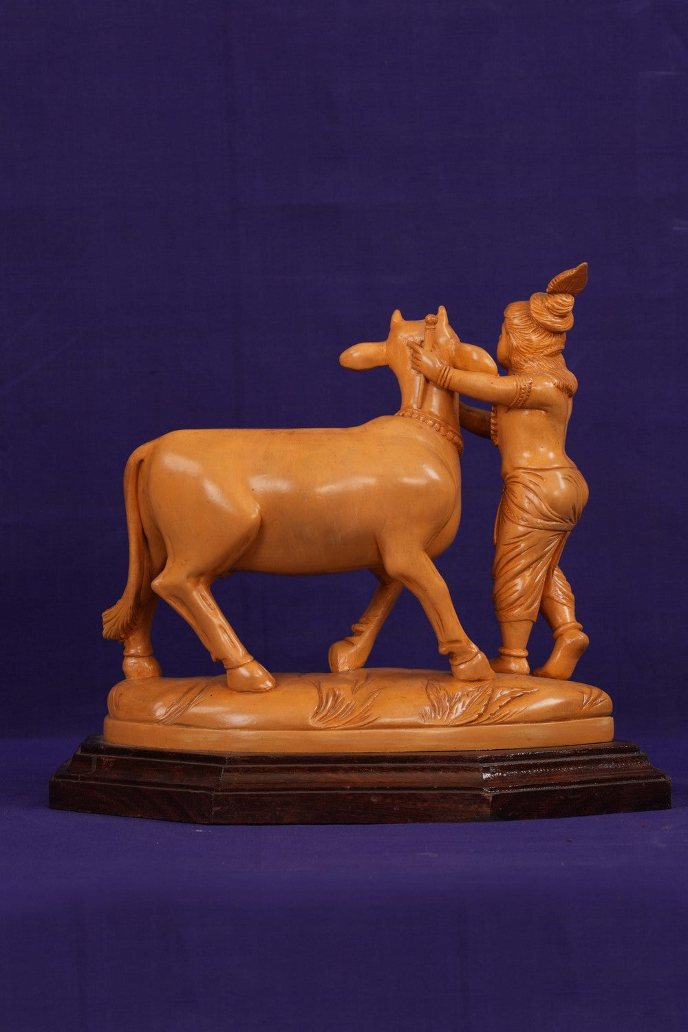 Image of Wooden Lord Krishna Sculpture